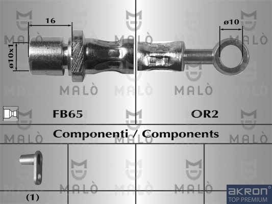 Тормозной шланг Malò передний правый для Subaru Legacy IV 2003-2009. Артикул 80383