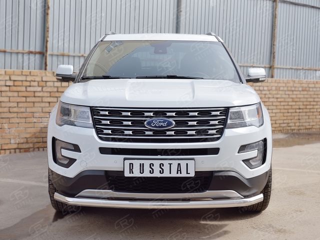 Защита RusStal переднего бампера d63 секции для Ford Explorer V 2015-2017. Артикул FEZ-002657