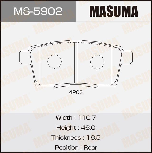 Тормозные колодки Masuma. Артикул MS-5902