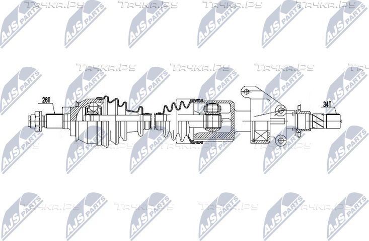 Полуось (привод в сборе, приводной вал) NTY передняя для MINI Clubman I (R55) 2007-2014. Артикул NPW-BM-021