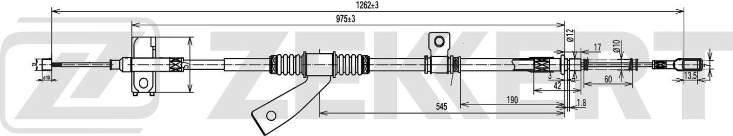 Трос ручника (тросик ручного тормоза) Zekkert. Артикул BZ-1159