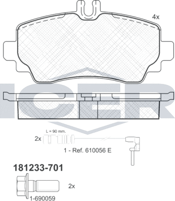 Тормозные колодки Icer. Артикул 181233-701