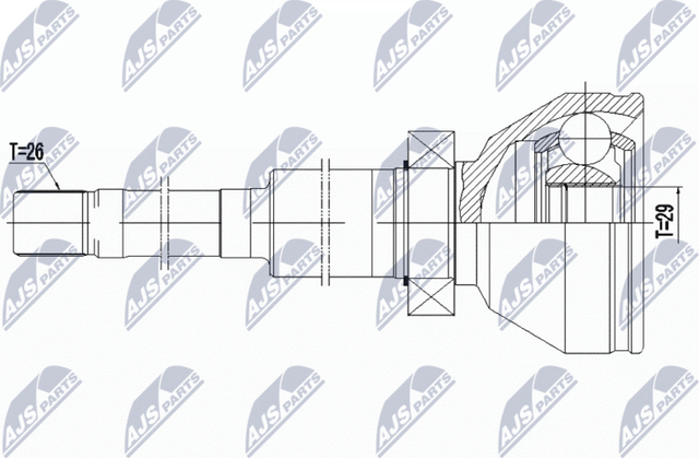 Шрус внутренний (граната) NTY передний правый для Volvo XC90 I 2002-2014. Артикул NPW-VV-072