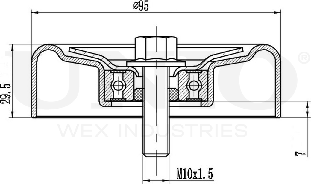 Ролик поликлинового ремня направляющий (Unio). Артикул TNS-10253