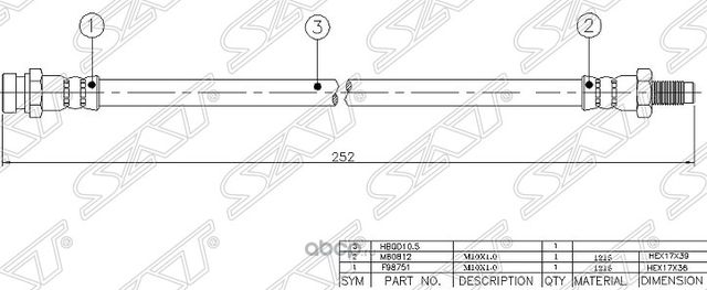 ШЛАНГ ТОРМОЗНОЙ GALANT УНИВЕРСАЛ EA_W96-03 RR , (SAT). Артикул STMR129750