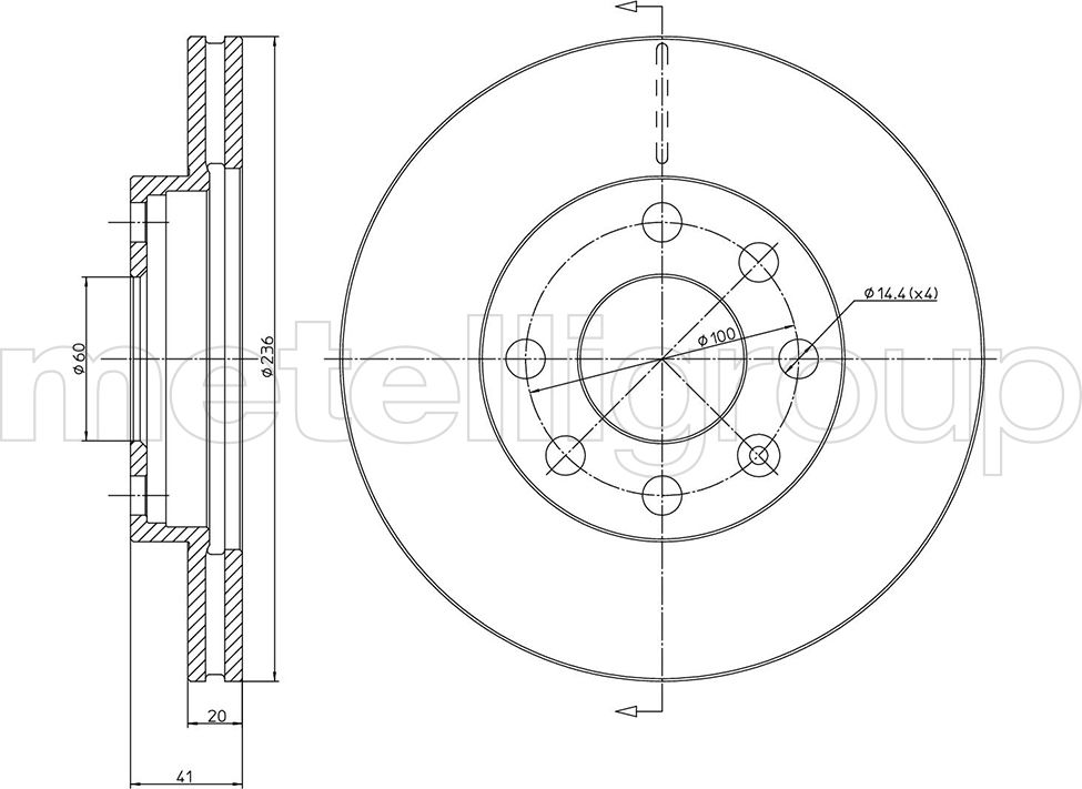Тормозной диск Metelli передний для Opel Kadett D 1983-1984. Артикул 23-0096