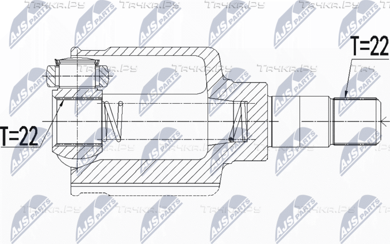 Шрус внутренний (граната) NTY передний левый для Peugeot Bipper 2008-2026. Артикул NPW-CT-070
