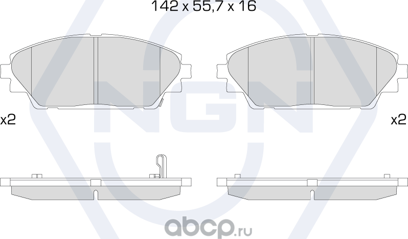 Колодки тормозные керамические, передние (NGN). Артикул 3501257