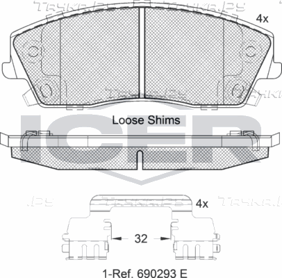 Тормозные колодки Icer передние для Lancia Thema II 2011-2014. Артикул 182067