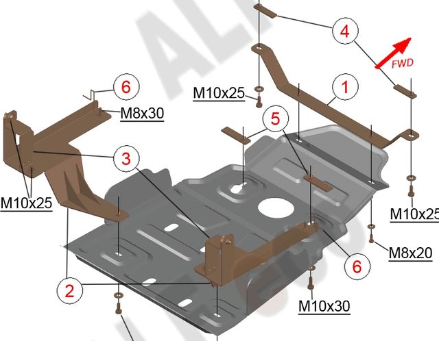 Защита алюминиевая Alfeco для МКПП (Dymos) и РК УАЗ Патриот I 4WD 2012-2014. Артикул ALF.39.10 AL4
