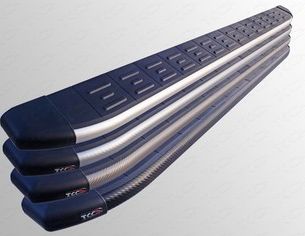 Пороги алюминиевые ТСС с пластиковой накладкой 1820 мм для Audi Q5 I 2008-2017 Карбон серые. Артикул AUDIQ513-01GR