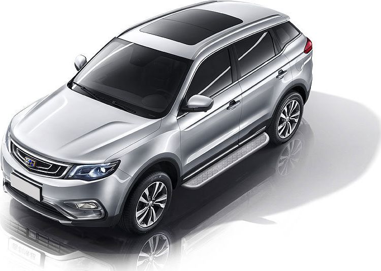 Пороги Slitkoff труба d57 с листом усиленная для Geely Atlas 2018-2026. Артикул GEAT-006