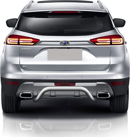 Защита Slitkoff заднего бампера d57 скоба для Geely Atlas 2016-2026 Серебристая. Артикул GEAT07S