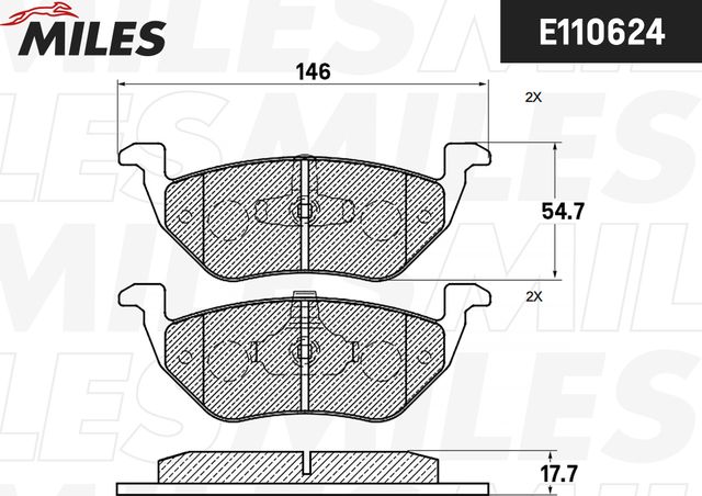 Тормозные колодки Miles (Semi-Metallic). Артикул E110624