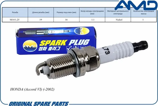 Свеча зажигания (Nickel) HONDA (Accord VI) (-2002) (AMD). Артикул AMD.PL73