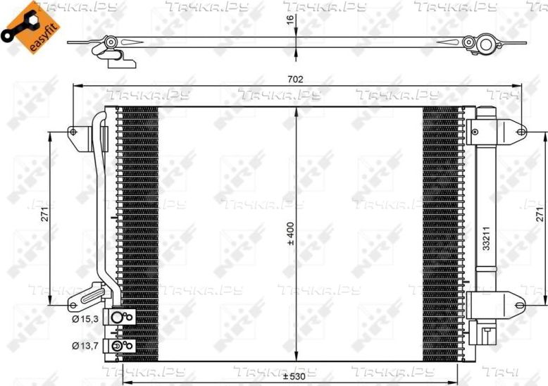 Радиатор кондиционера (конденсатор) NRF (алюминий). Артикул 350028