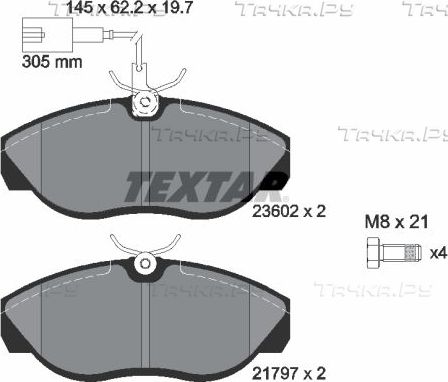 Тормозные колодки Textar передние для Citroen Jumper I 1994-2002. Артикул 2360201