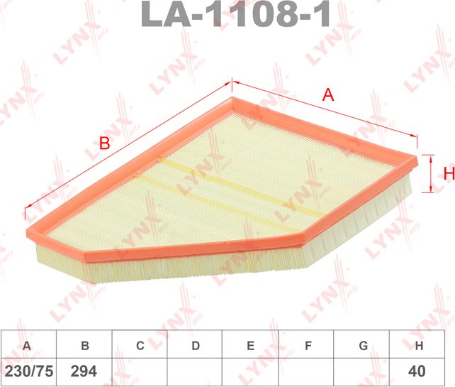 Воздушный фильтр LYNXauto. Артикул LA-1108-1