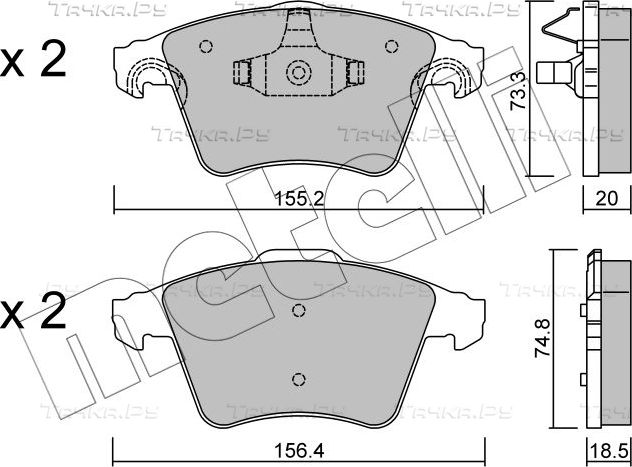 Тормозные колодки Metelli передние для Volkswagen Multivan T6 2015-2026. Артикул 22-0552-3