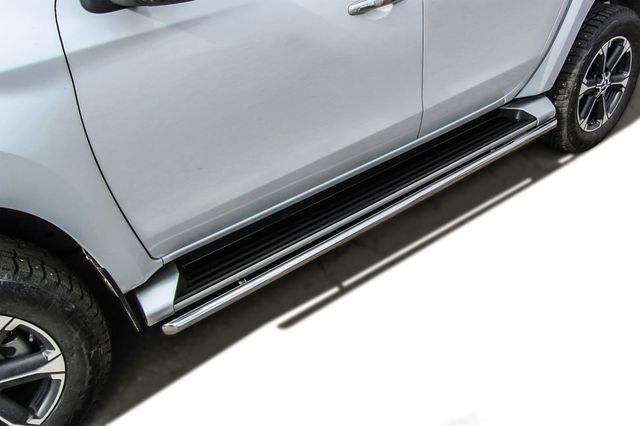 Защита Slitkoff штатного порога труба d42 для Mitsubishi L200 V рестайлинг 2018-2026. Артикул ML18-009