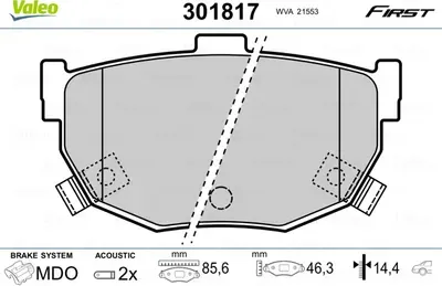 комплект колодок дисковых (Valeo). Артикул 301817