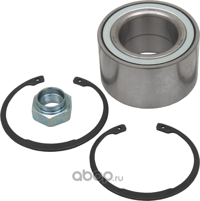 Подшипник ступицы, комплект, передний, подшипник, стопорное кольцо - 2шт., гайка, LADA 4x4 21214 (Hola). Артикул NB728