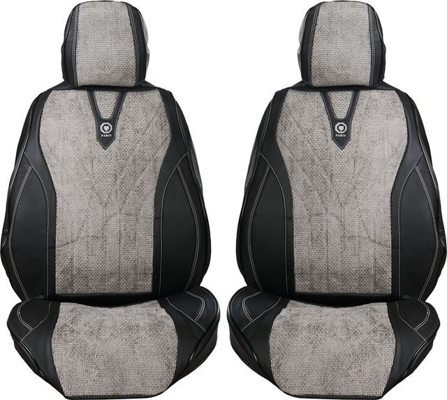 Накидки Seintex каркасные на сидения со вставкой из ткани (Париж), цвет Черный/вставка серые. Артикул 317956