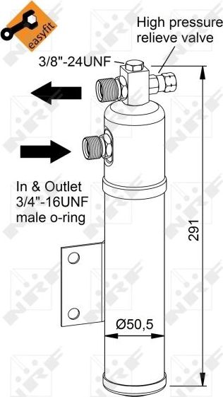 Осушитель кондиционера NRF EASY FIT для Mercedes-Benz Actros MP1 1996-2003. Артикул 33366