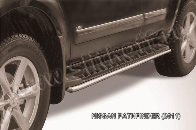 Защита Slitkoff штатного порога d42 для Nissan Pathfinder R51 2011-2014. Артикул NIP11-006