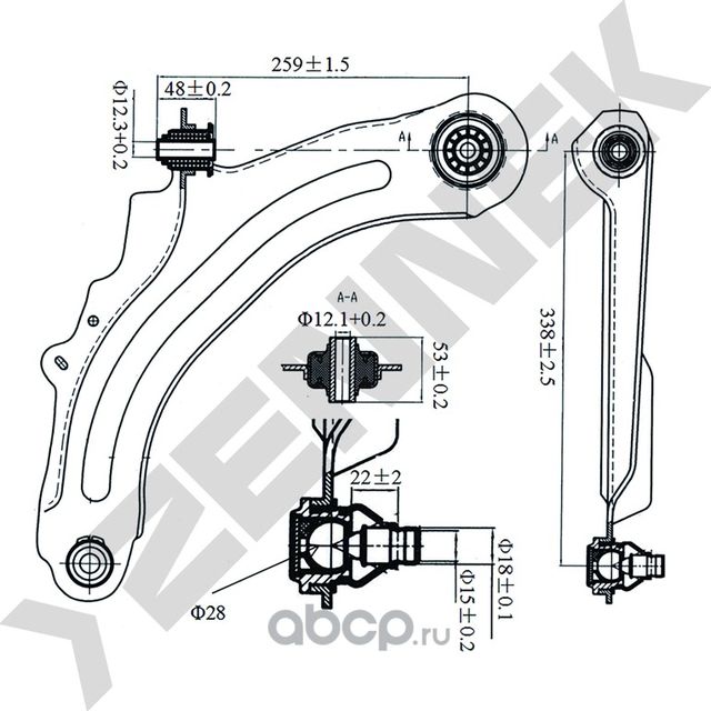 Рычаг передний нижний правый D18 RENAULT MEGANE 03 (Zennek). Артикул DCA0076