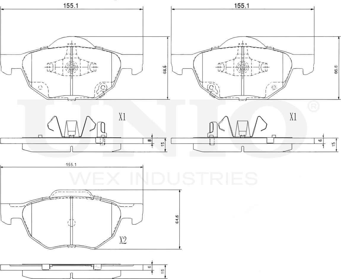 Колодки тормозные дисковые, комплект (Unio). Артикул BRP-20054