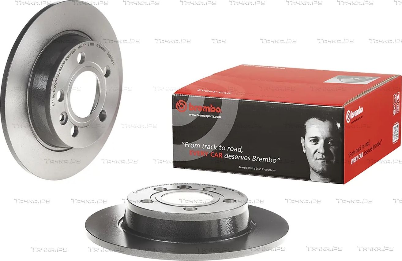 Тормозной диск Brembo PRIME LINE - UV Coated задний для SEAT Alhambra I 1996-2010. Артикул 08.6935.11