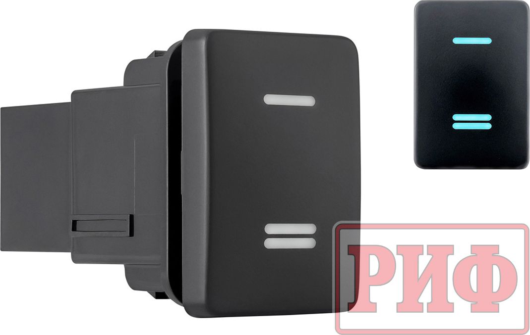 Кнопка РИФ включения/выключения универсальная TOYOTA 32x22 с голубой подсветкой для Fiat Fullback 2016-2026. Артикул RIF22-1-7134704