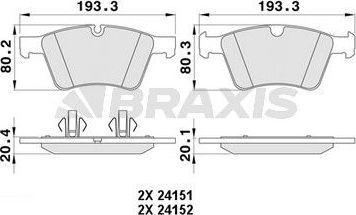Тормозные колодки Braxis передние для Mercedes-Benz R-Класс I 2007-2014. Артикул AA0408