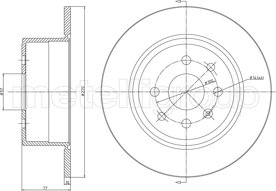 Тормозной диск Metelli. Артикул 23-0426