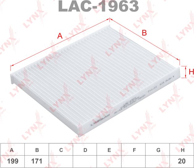 Салонный фильтр LYNXauto. Артикул LAC-1963