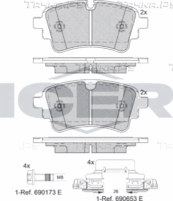 Тормозные колодки Icer задние для Audi A6 allroad IV (C8) 2019-2026. Артикул 182256-203