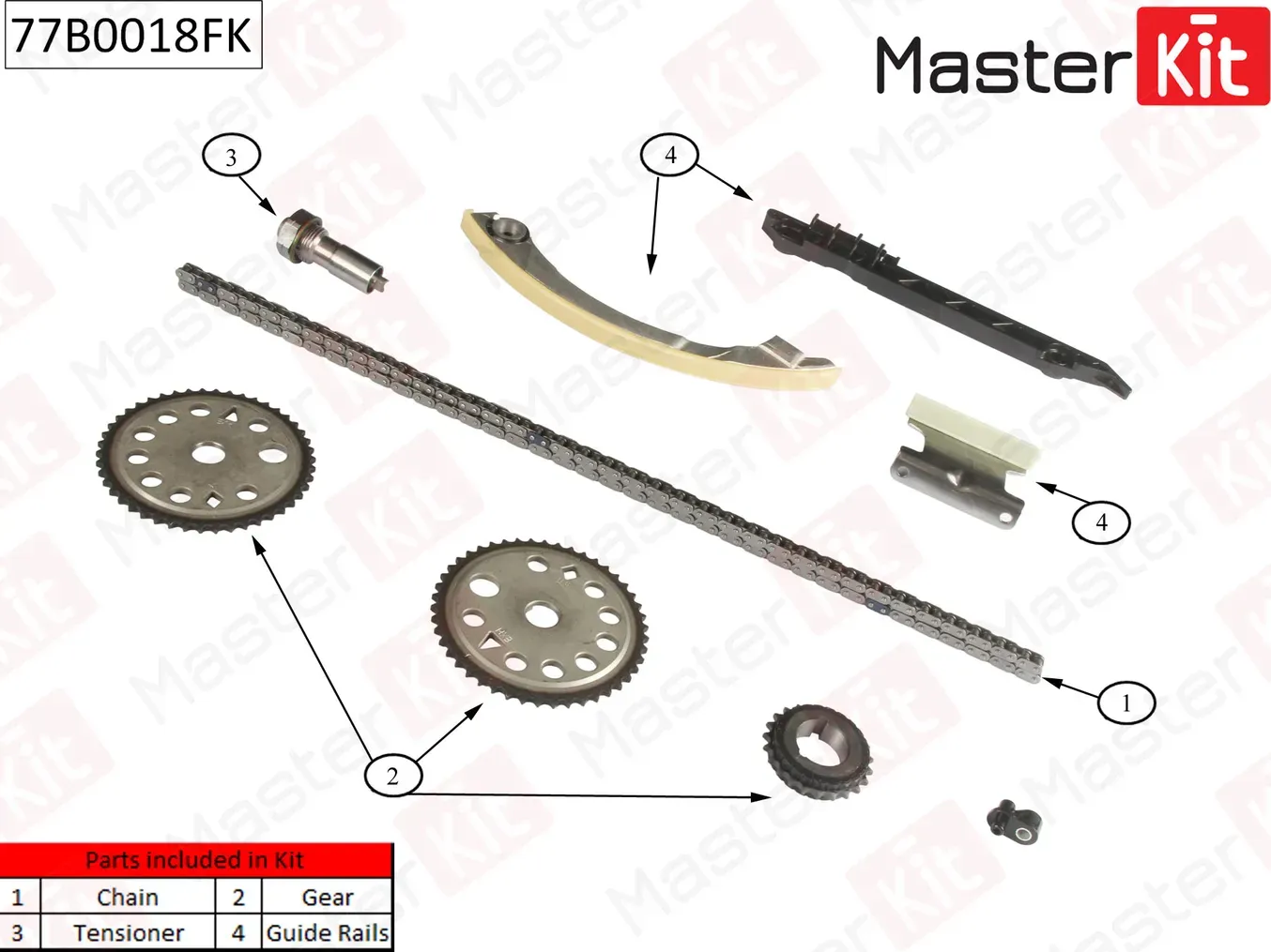 77B0018FK Комплект цепи ГРМ Opel Vectra C 2.2i 16V Z 22 D1 02- (Master KIT) Master KIT. Артикул 77b0018fk
