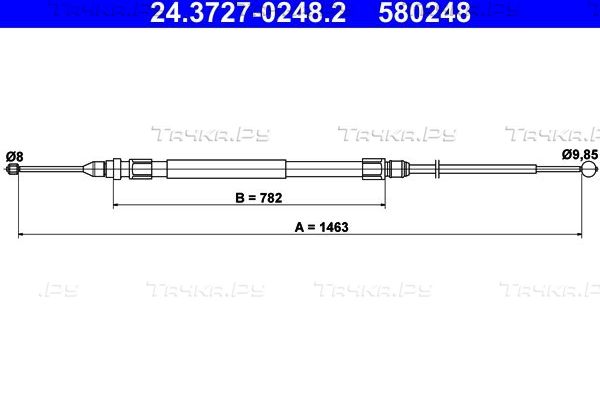 Трос ручника (тросик ручного тормоза) ATE. Артикул 24.3727-0248.2