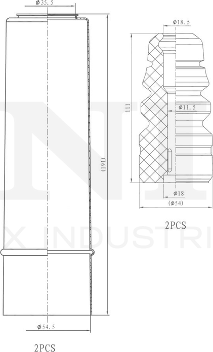 Отбойник и пыльник амортизатора, комплект (Unio). Артикул DUC-50012