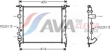 Радиатор охлаждения двигателя AVA ** CLEVER FIT ** для Renault Clio II 1998-2013. Артикул RT2260