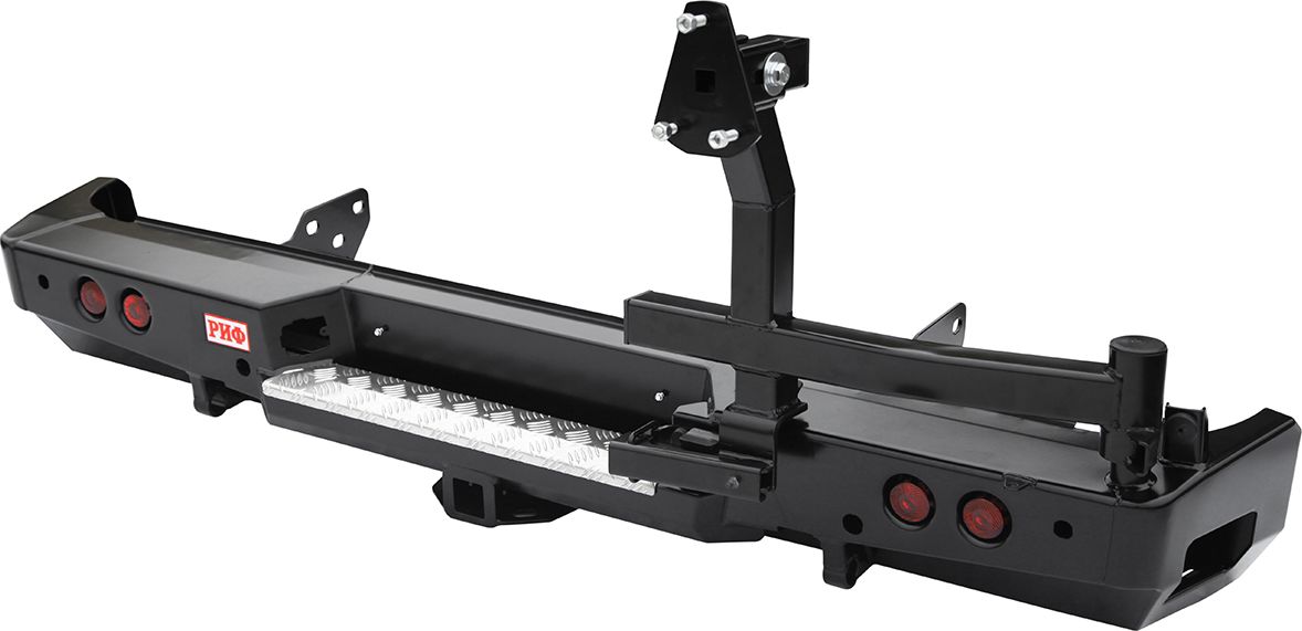 Бампер силовой РИФ задний с квадратом под фаркоп, калиткой и фонарями для Toyota Tundra 2007-2013. Артикул RIFTND-20125