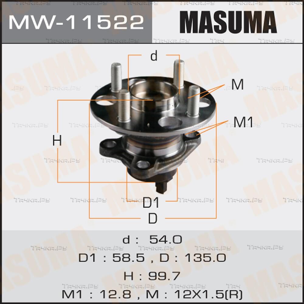Ступица колеса с интегрированным подшипником Masuma задняя для Toyota Ractis I 2005-2010. Артикул MW-11522