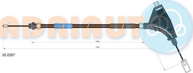 Трос ручника (тросик ручного тормоза) Adriauto передний для Peugeot 406 I 1995-2004. Артикул 35.0287