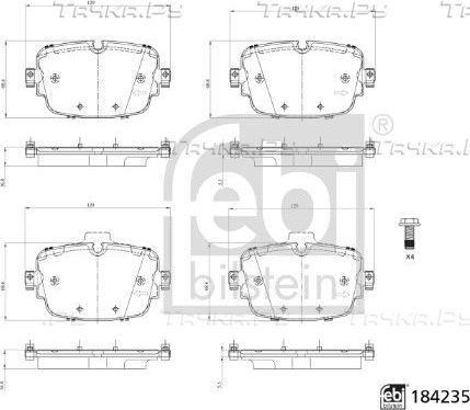 Тормозные колодки Febi Bilstein задние для Audi Q8 I 2018-2026. Артикул 184235