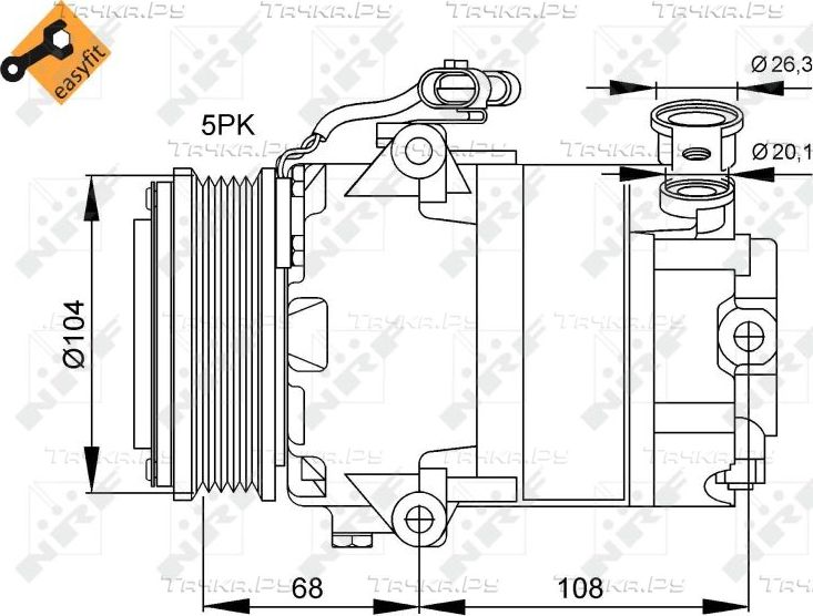 Компрессор кондиционера NRF EASY FIT для Opel Combo C 2001-2011. Артикул 32082