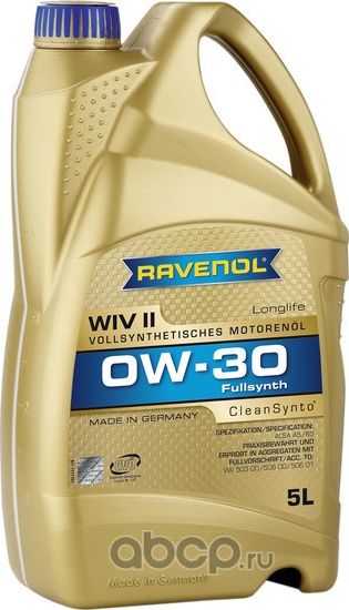Моторное масло RAVENOL WIV II SAE 0W-30 (5л) new Ravenol. Артикул 1111101005