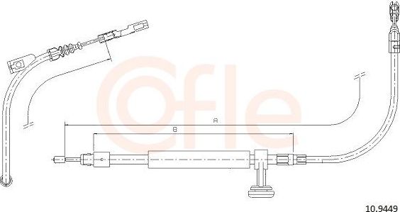 Трос ручника (тросик ручного тормоза) Cofle. Артикул 10.9449
