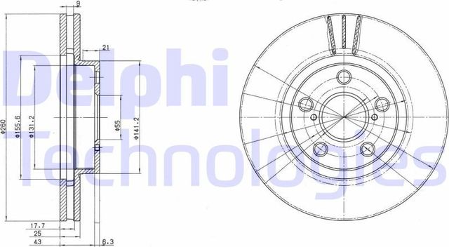 Тормозной диск Delphi. Артикул BG3347