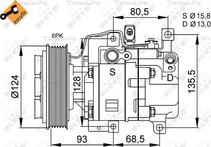 Компрессор кондиционера NRF EASY FIT для Mazda 3 I (BK) 2006-2009. Артикул 32408